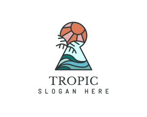 Tropical Vacation Keyhole logo design