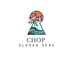 Surfing - Tropical Vacation Keyhole logo design