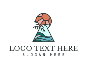 Surfing - Tropical Vacation Keyhole logo design