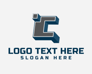 Geometric - 3D Graffiti Letter C logo design