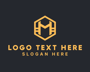 Hexagon Company Letter M logo design