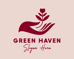 Garden - Rose Gardener Hand logo design