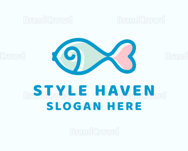 Seafood Fish Heart Logo