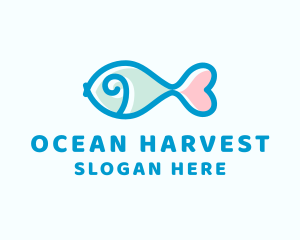 Seafood Fish Heart logo design