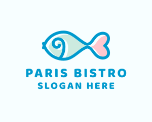 Seafood Fish Heart logo design