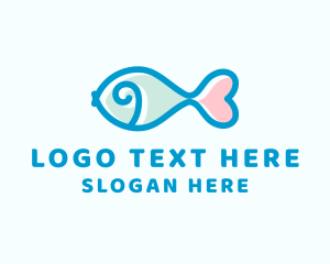 Aquatic - Seafood Fish Heart logo design