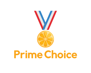 First - Orange Fruit Medal logo design