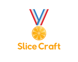 Sliced - Orange Fruit Medal logo design