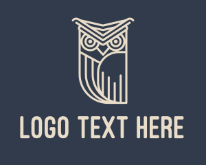 Monoline - Horned Owl Outline logo design