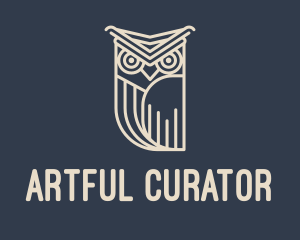 Horned Owl Outline logo design