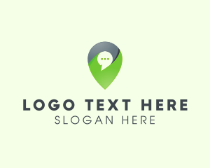 Speech - Location Pin Messaging logo design