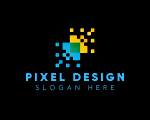 Pixelated Technology Arrow logo design