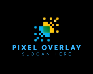 Pixelated Technology Arrow logo design