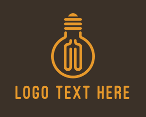 Fluorescent - Monoline Light Bulb logo design