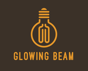 Fluorescent - Monoline Light Bulb logo design