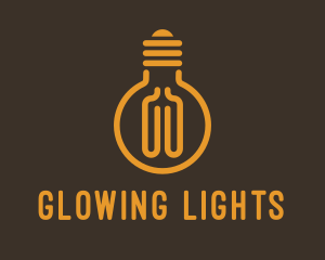 Monoline Light Bulb logo design