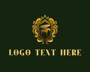 Elite - Luxury Pegasus Shield logo design
