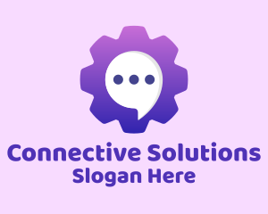 Communicate - Cog Chat Bubble logo design