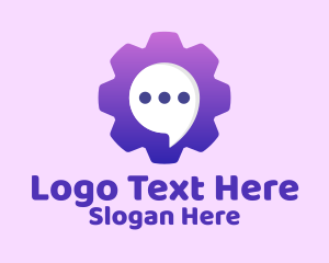 Communicate - Cog Chat Bubble logo design