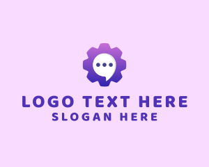 Communicate - Cog Chat Bubble logo design