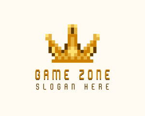 Pixel Crown Arcade logo design