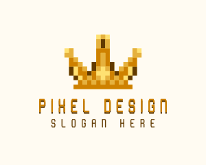 Pixel Crown Arcade logo design