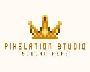 Pixel Crown Arcade logo design