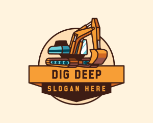 Excavate - Excavator Construction Digging logo design