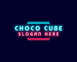 Pop Culture - Retro Neon Party logo design