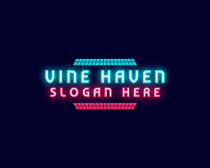 Retro Neon Party Nightclub logo design