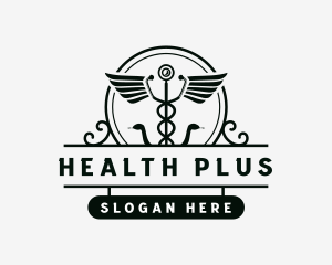 Caduceus Stethoscope Wings logo design