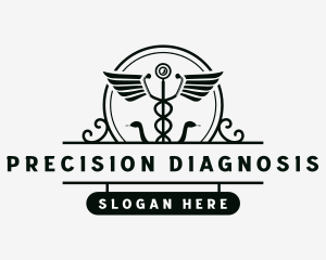 Diagnosis - Caduceus Stethoscope Wings logo design