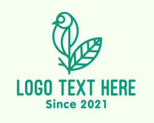 Minimalist - Green Natural Bird Plant logo design
