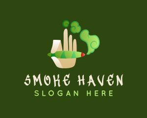 Hand Smoking Joint logo design