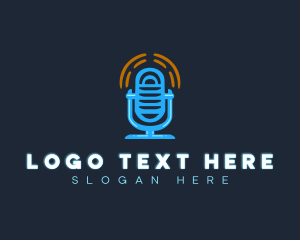 Singing - Podcast Sound Microphone logo design