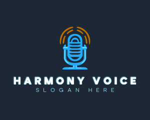 Singing - Podcast Sound Microphone logo design
