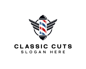 Barber Pole Haircut logo design