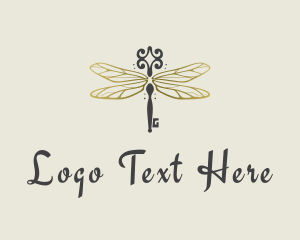 Pink And White - Luxe Dragonfly Key logo design