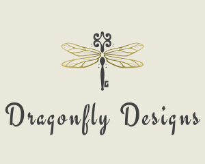 Luxe Dragonfly Key logo design