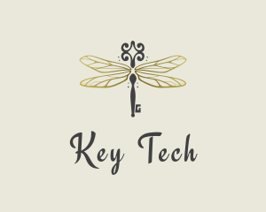 Luxe Dragonfly Key logo design