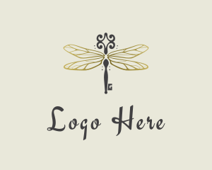 Pink And White - Luxe Dragonfly Key logo design