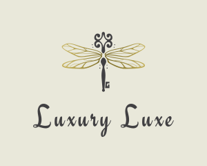 Luxe Dragonfly Key logo design