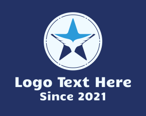 Round - Star Wings Badge logo design
