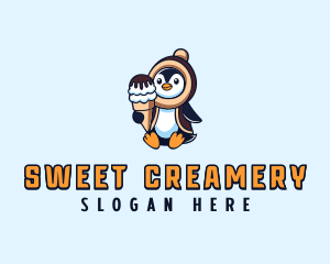 Penguin Sundae Creamery logo design