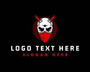 Video Game - Skull Bandana Knife logo design