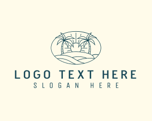 Tropical - Tropical Beach Sunset logo design