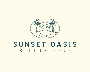 Tropical Beach Sunset logo design