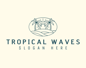 Tropical Beach Sunset logo design