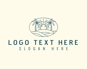 Travel - Tropical Beach Sunset logo design