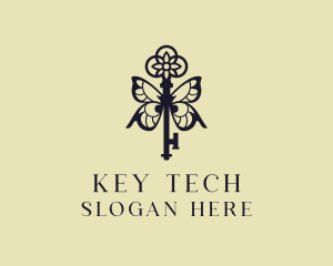 Key - Butterfly Wings Key logo design